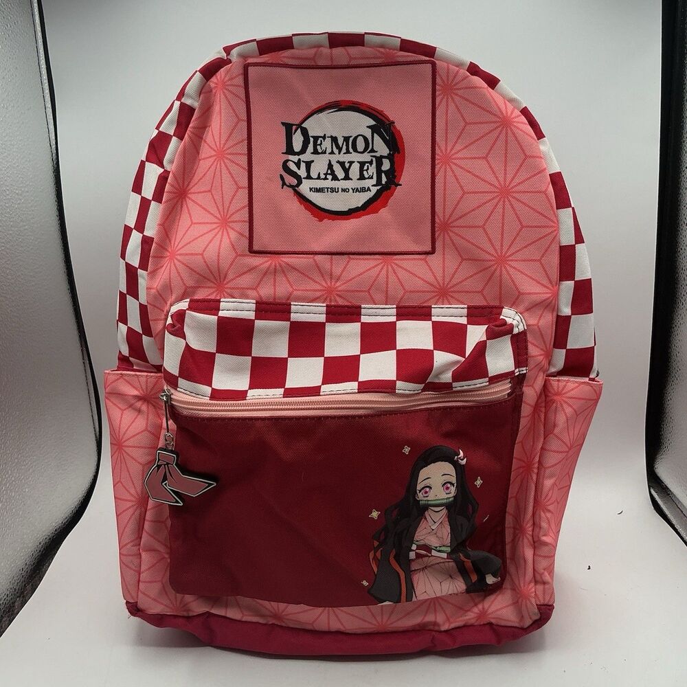 Demon Slayer Nezuko Backpack Anime School Bag Kimetsu No Yaiba Pink Red